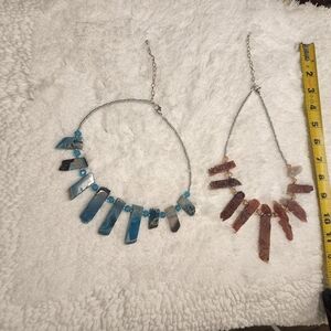 Elegant Blue and Red Stone Necklace Set Bundle